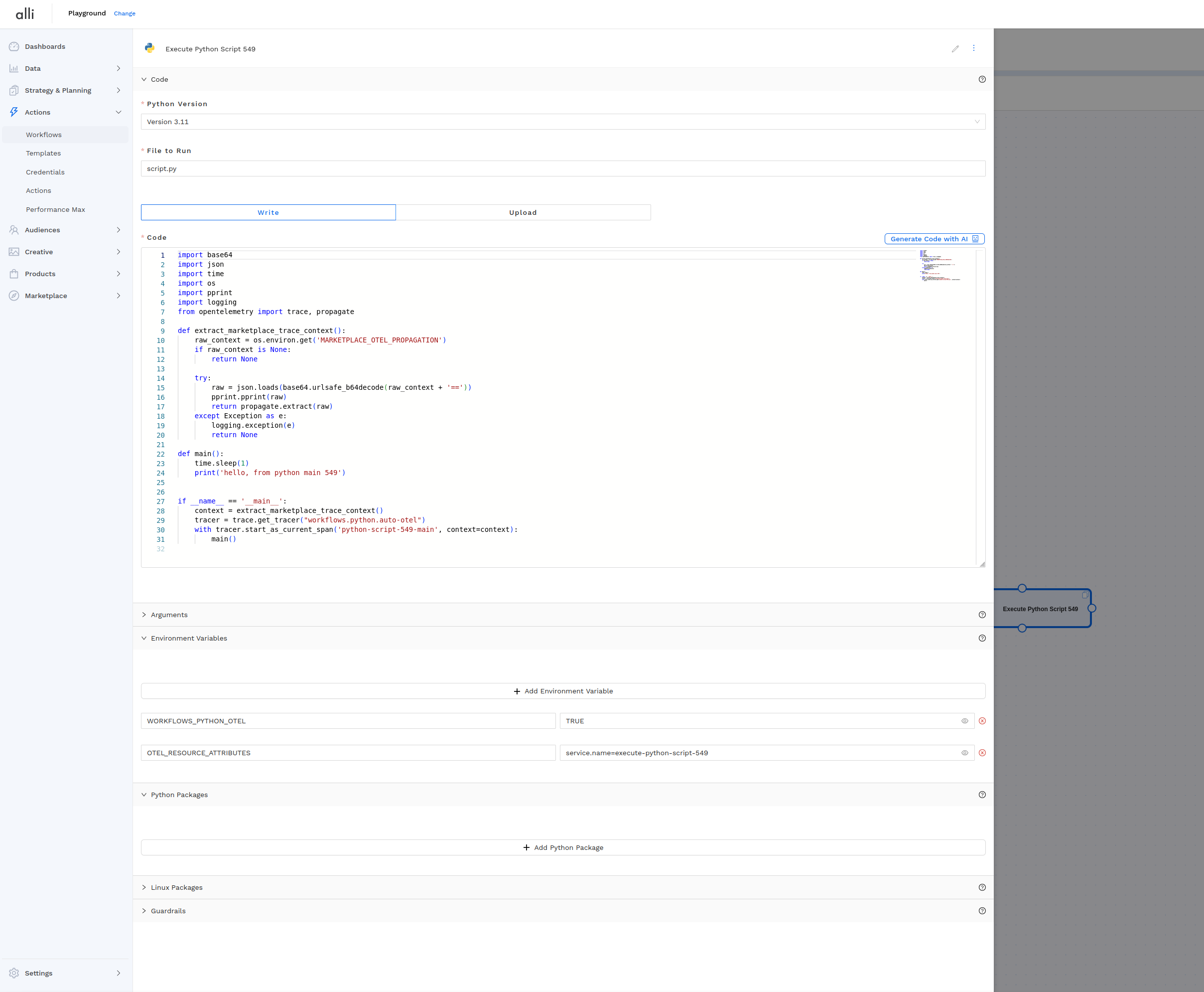 PythonOtelWorkflowsExampleConfiguration.png